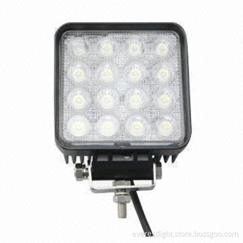 Flood beam LED work light, 48W power, square shape